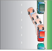 a vehicle completing parallel park