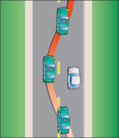 a vehicle completing a lane change