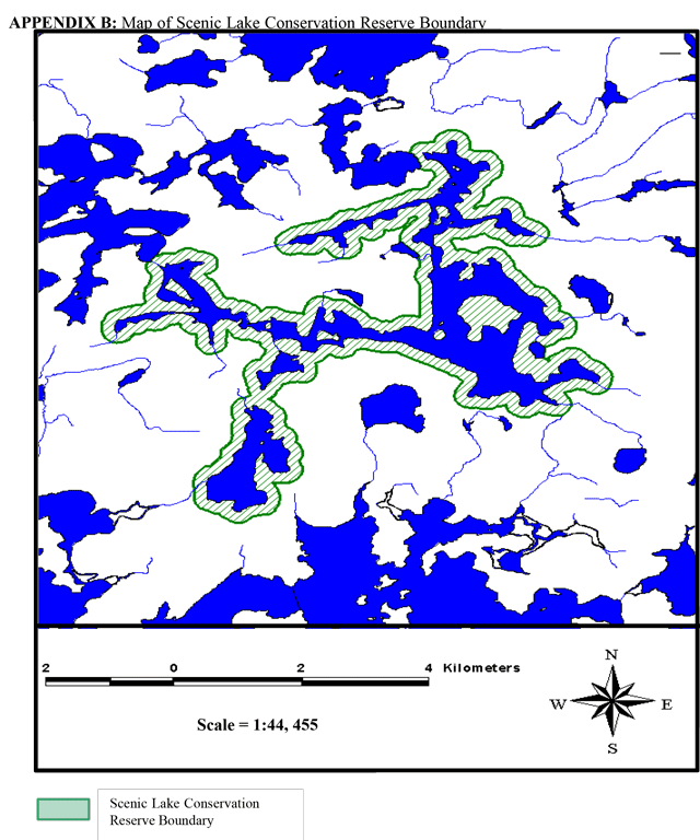 Colour map indicates boundary of Reserve in green. Waterways are indicated in blue.