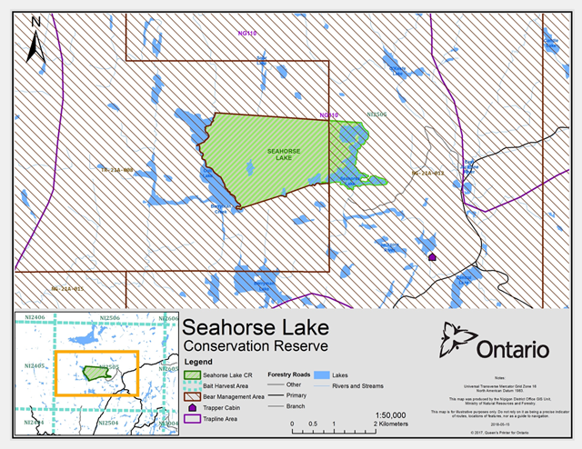 A site map of Seahorse Lake conservation reserve. 