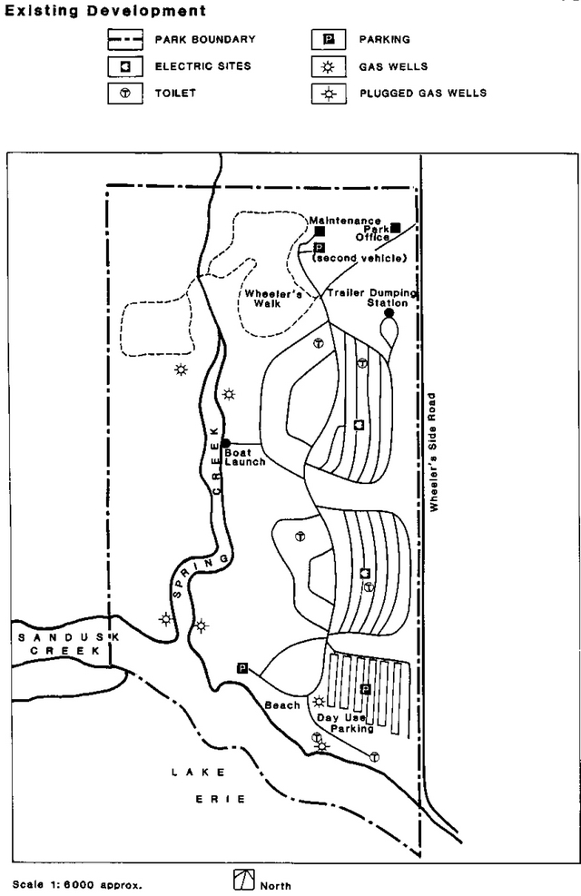 Map of Selkirk Provincial Park showing existing development.