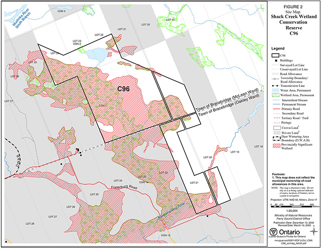 This is figure 2 site map of Shack Creek Wetland Conservation Reserve