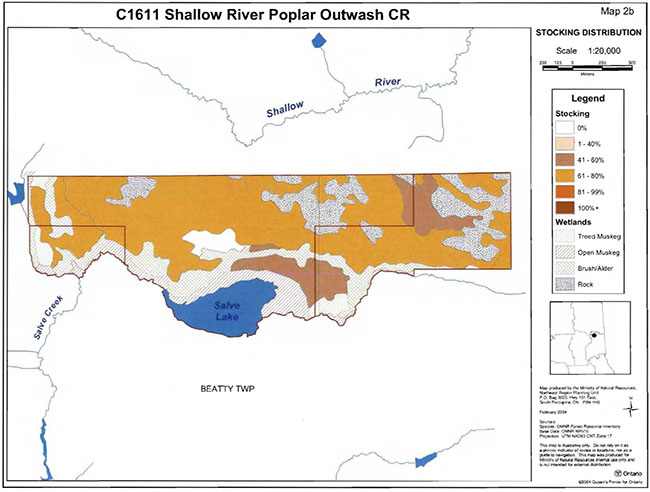 This map provides detailed information about Stocking Distribution Shallow River Poplar Outwash Conservation Reserve.