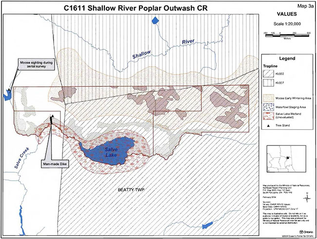 This map provides detailed information about Values Shallow River Poplar Outwash Conservation Reserve.