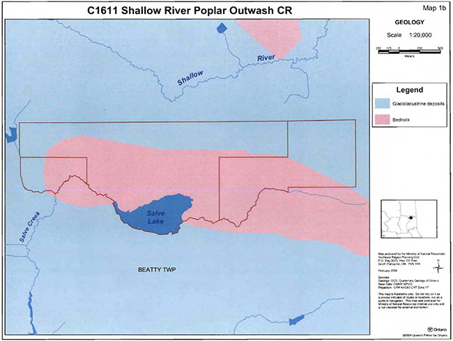 This map provides detailed information about Geology Shallow River Poplar Outwash Conservation Reserve.