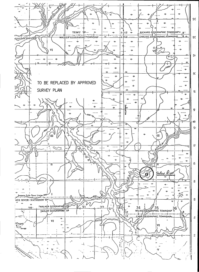 A map of the location of Shallow River Provincial Park