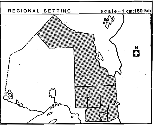 A map of the regional setting of Shallow River Provincial Park