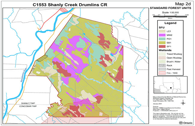 map provides detailed information about Standard Forest Units.