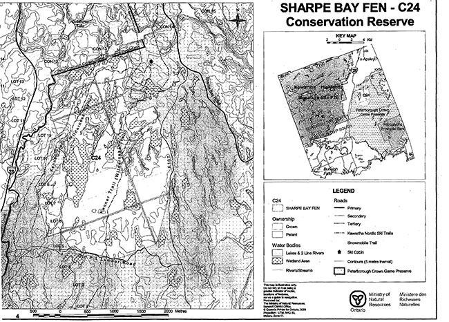 This map provides detailed information about Sharpe Bay Fen C24 Conservation Reserve.