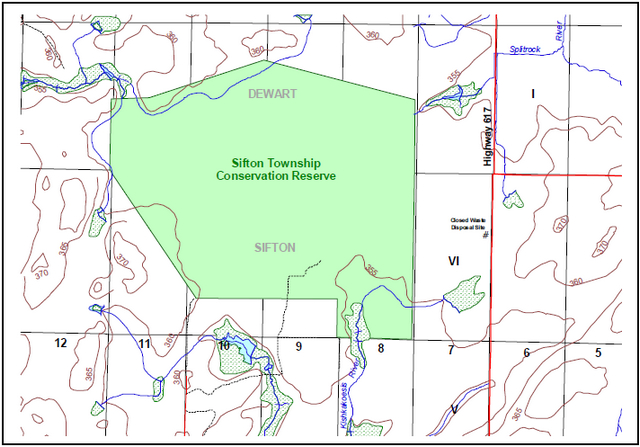 Map showing Sifton Township Conservation Reserve boundary