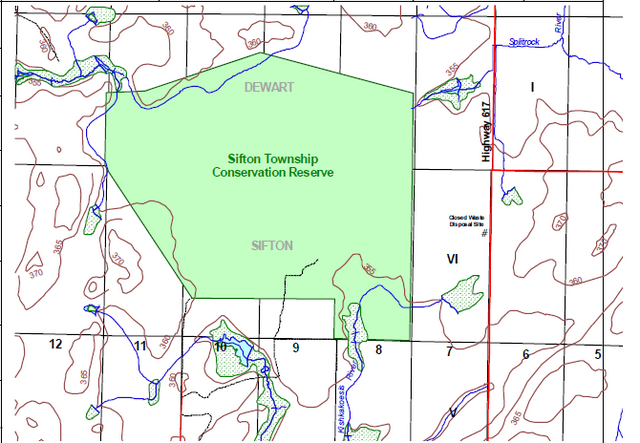 Map showing Sifton Township Conservation Reserve boundary