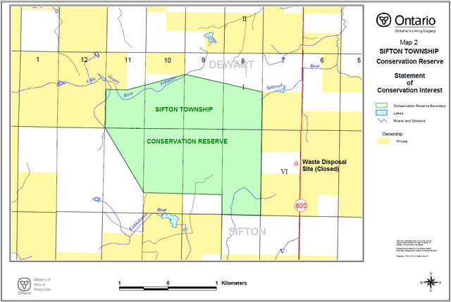 Map showing Sifton Township Conservation Reserve Waste Disposal Site