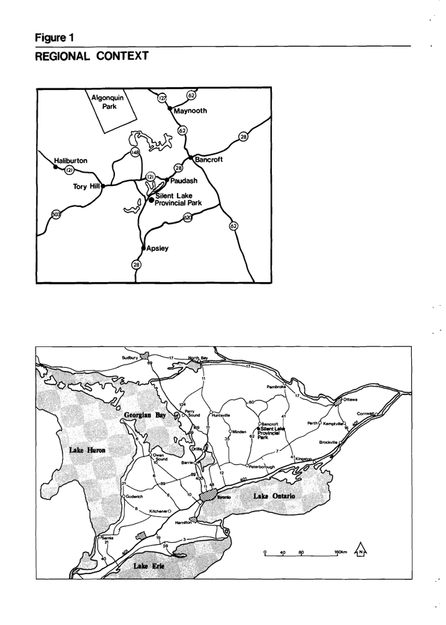 A regional context map for Silent Lake Provincial Park