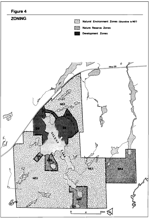 A zoning map of Silent Lake Provincial Park 