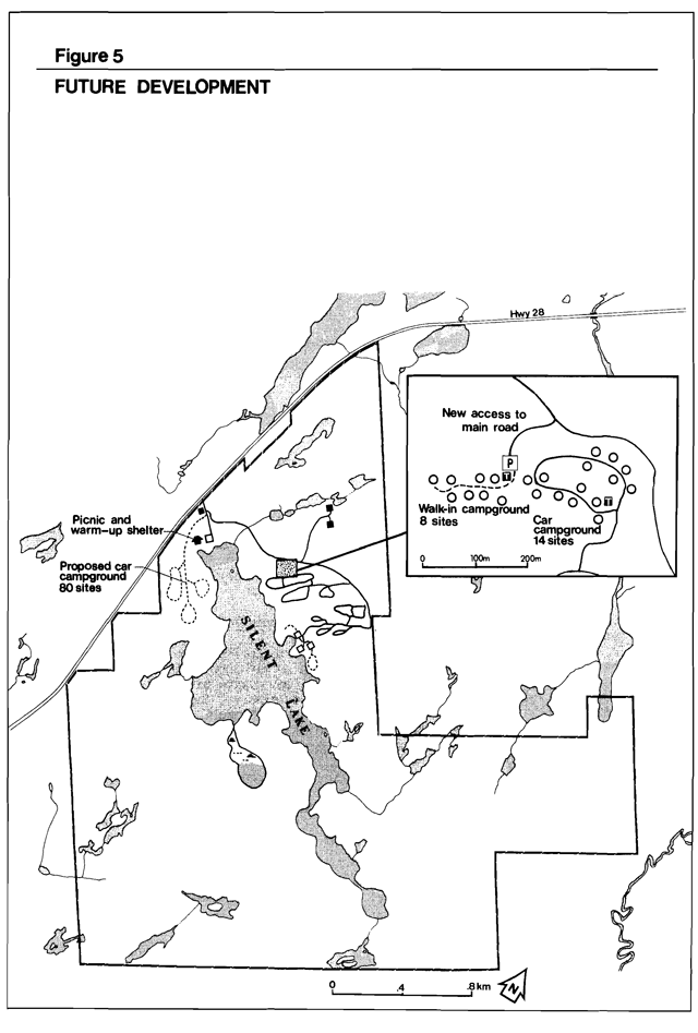 A map of future development for Silent Lake Provincial Park