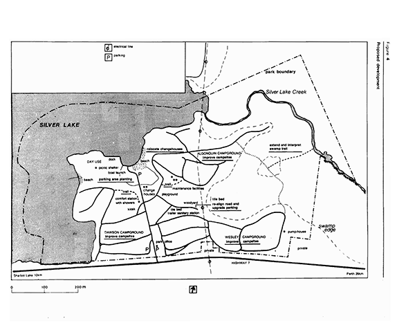 Image of Figure 4 - Proposed Development map for Silver Lake Provincial Park Management Plan.
