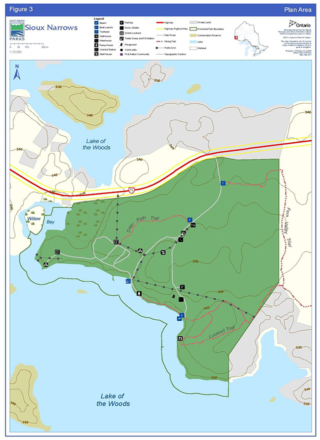 This is figure 3 panning area map of Sioux Narrows Provincial Park