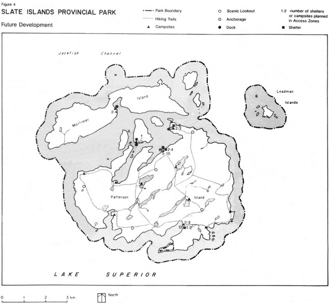 Map showing Slate IslandsProvincial Park and Future Development areas