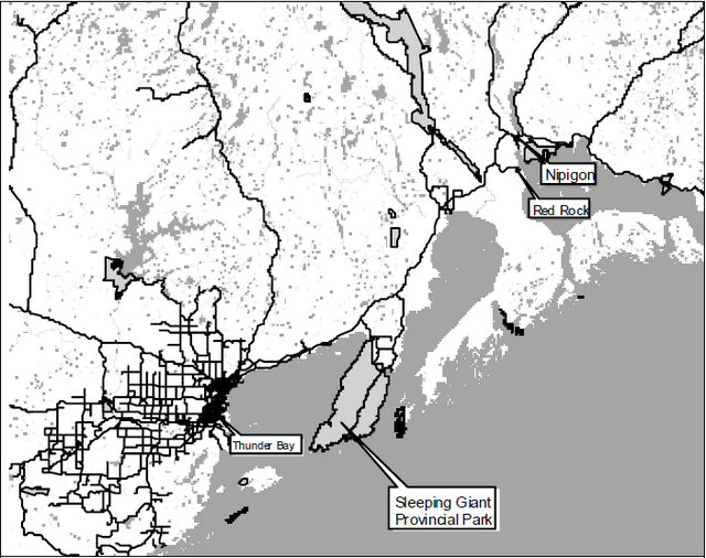 Map showing regional context of Sleeping Giant Provincial Park