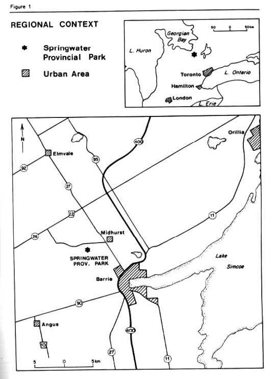 The image of the map is Figure 1 - Regional Context for Springwater Provincial Park Management Plan