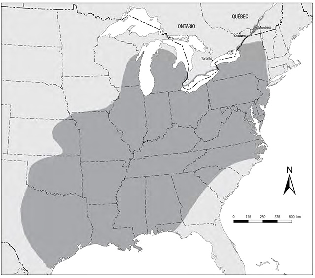 This is figure 1 map of the global range of the American Water-willow