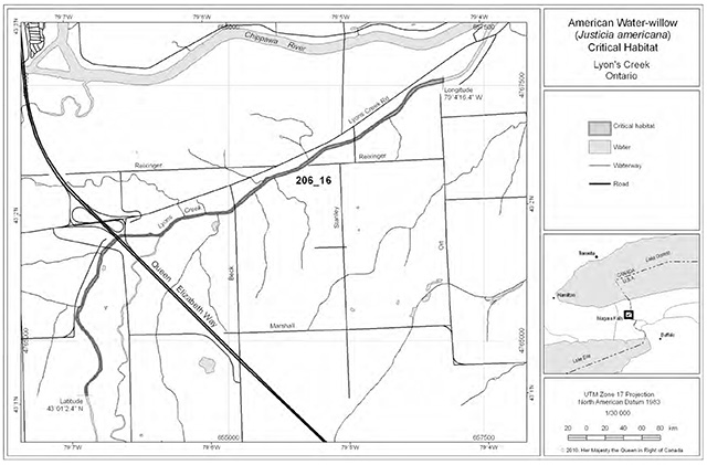 This is figure 6 map indicating Lyon’s Creek critical habitat