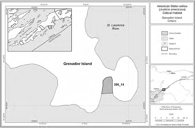 This is figure 8 map of  Grenadier Island indicating critical habitat