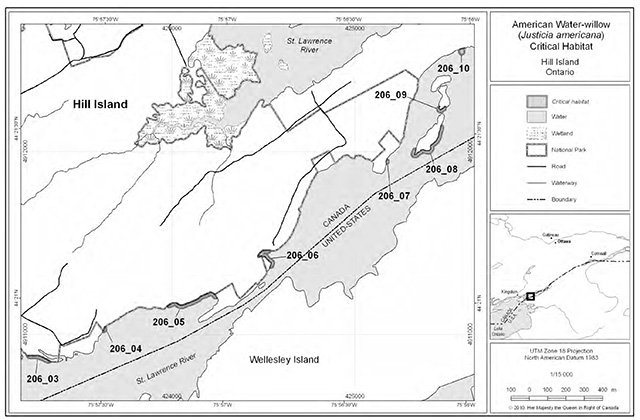 This is figure 9 map of Hill Island indicating Critical Habitat