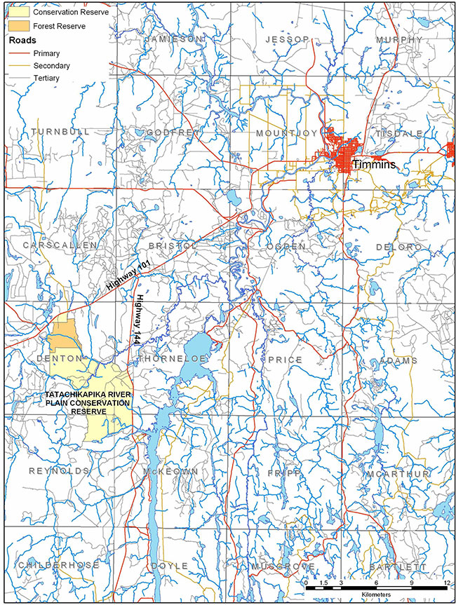 This map provides detailed information about Location of the Tatachikapika River Plain Conservation Reserve.