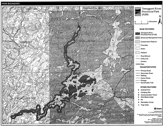 This is park boundary map for Temagami River Provincial Park