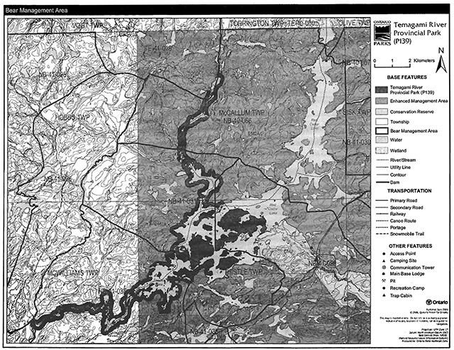 This is figure 3 bear management area map of Temagami River Provincial Park