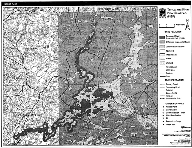 This is figure 4 trap line area map for Temagami River Provincial Park