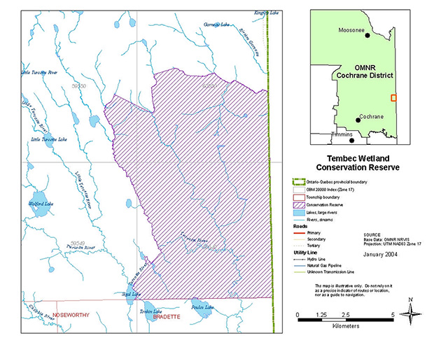 This is figure 1 location and boundary map of Tembec Wetland Conservation Reserve
