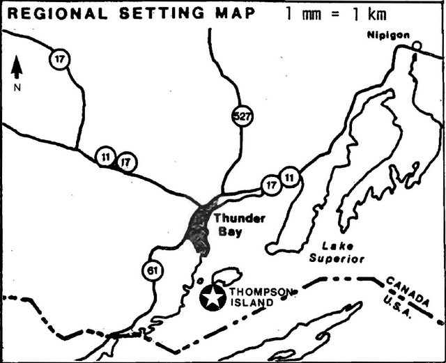 Map showing regional setting of Thompson Island Provincial Nature Reserve