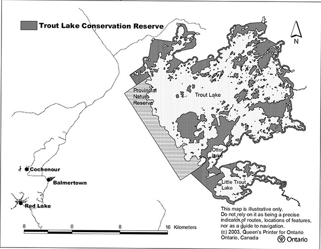 This map provides detailed information about Location and Boundary of the Trout Lake Conservation Reserve.
