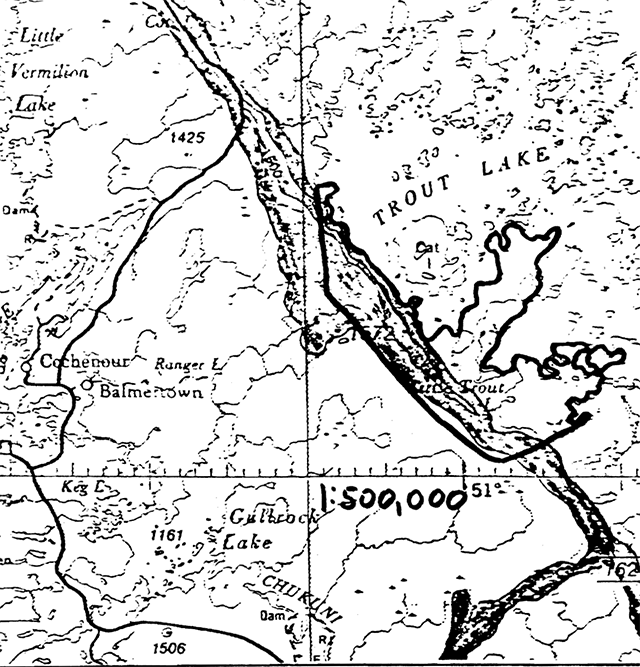 1:500,000 scale map of Little Trout Lake.