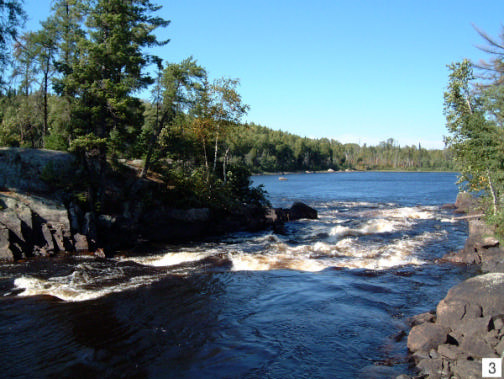 View downstream at Talking Falls, west of Sowden Lake. (Stn. 5; UTM 0622070E 5490841N)
