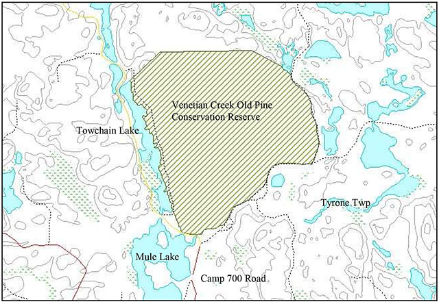 This is map 2: Site map of the Venetian Creek Old Pine Conservation Reserve.