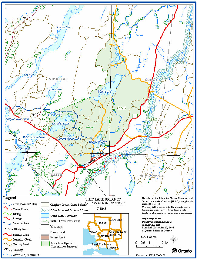 This map provides detailed information Vimy Lake Uplands Conservation Reserve Boundary Map.