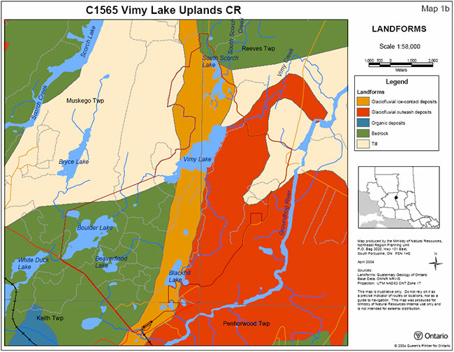 This map provides detailed information about Vimy Lake Uplands Conservation Reserve Earth Science Map.