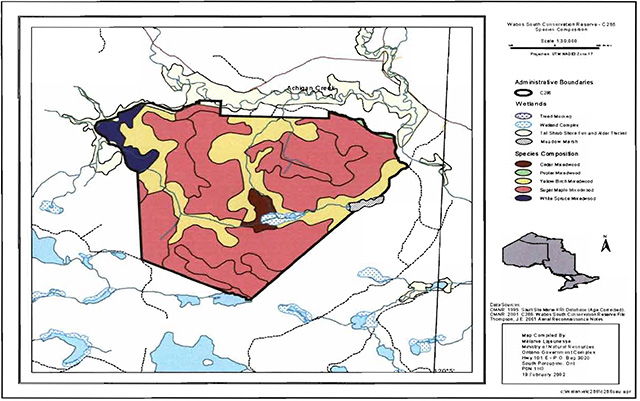This is map 3: Wabos South Conservation Reserve (C286): Species Composition Map