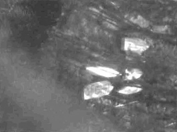 This is figure 5 photo showing an aerial view of boat cache on unnamed lake between Wagong and Dodge lakes.