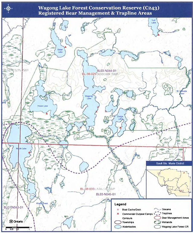 This is map 2: Registered Bear Management and Trapline Areas of Wagong Lake Forest Conservation Reserve