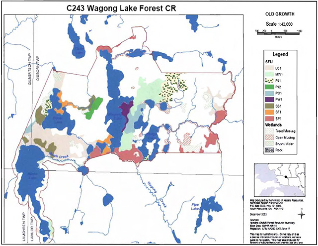 This is map 5: Old-Growth Forest Communities in Wagong Lake Forest Conservation Reserve.