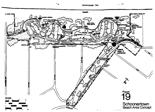 This is figure 19 depicting a concept for the Schoonertown beach area.