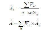 Formulae for calculating selectivity adjusted stratum.