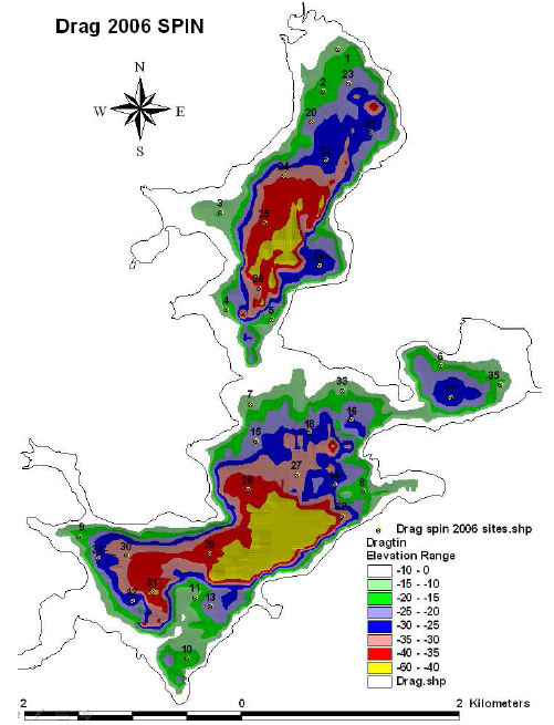 This is a Bathymetric Summer Profundal Indexing Netting sampling map