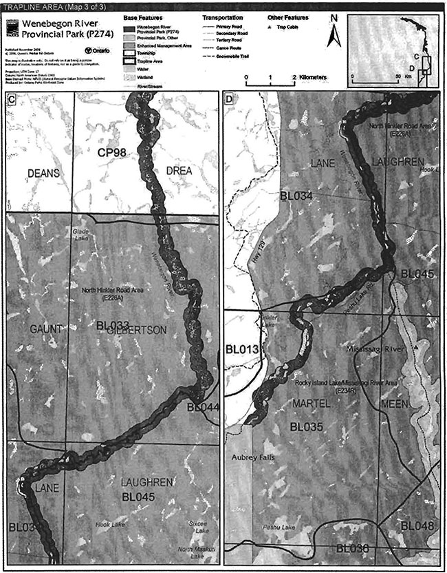 This map provides detailed information about Trapline Areas.