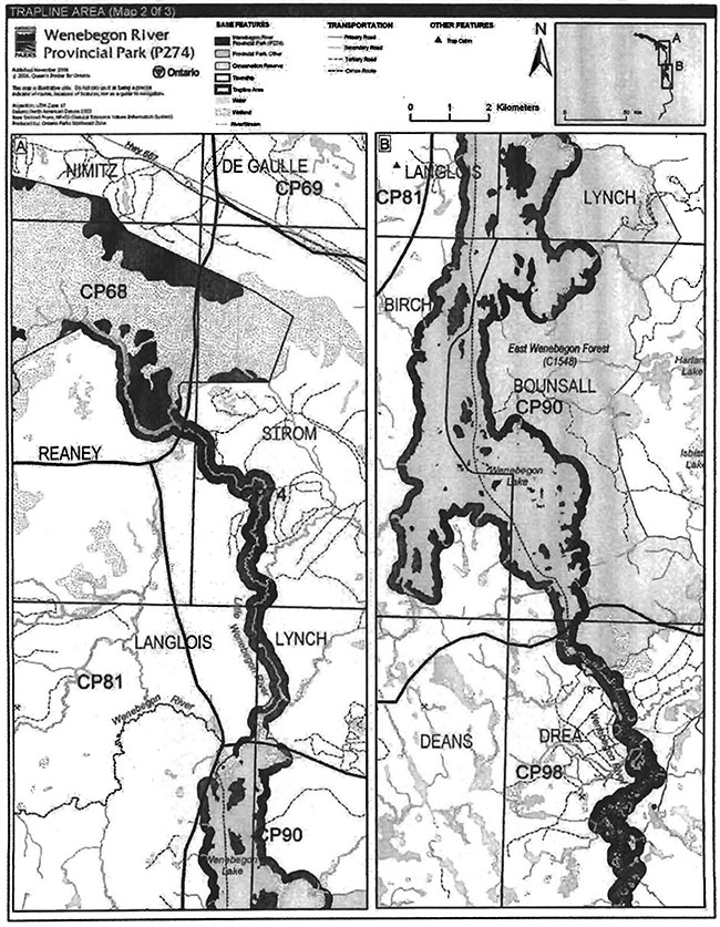 This map provides detailed information about Trapline Areas.