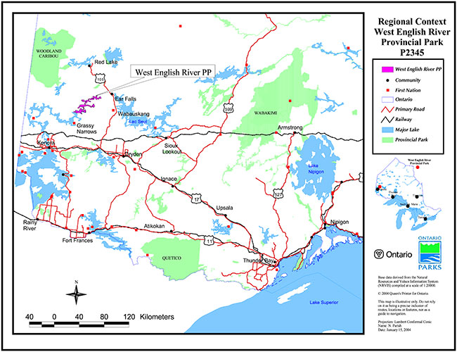 This map provides detailed information about Regional Context West English River Provincial Park P2345.